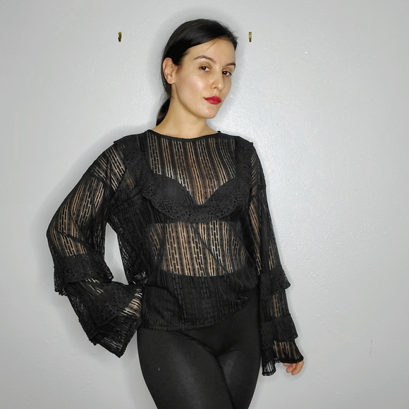 NWOT Zara Size S Lace Victorian Top - Picture 4 of 6